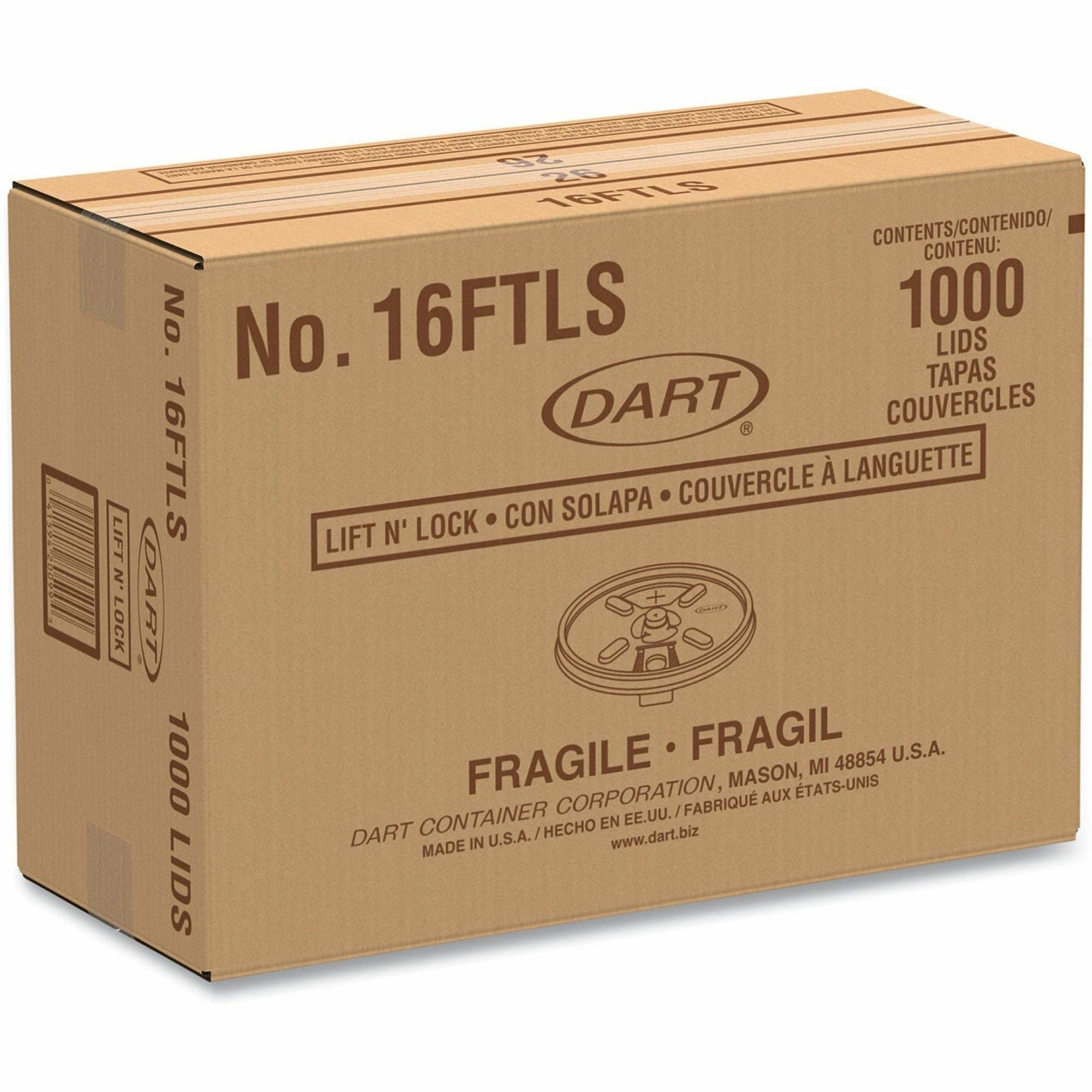 Dart® 16FTLS Lift-n-Lock Coffee Cup Translucent Lids - 1000ct