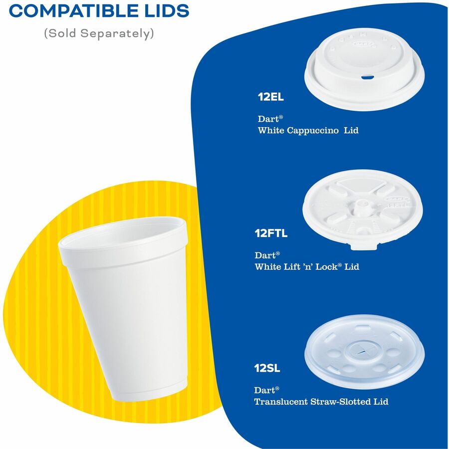 Dart® 12J12 12oz Styrofoam Cup - 1000ct