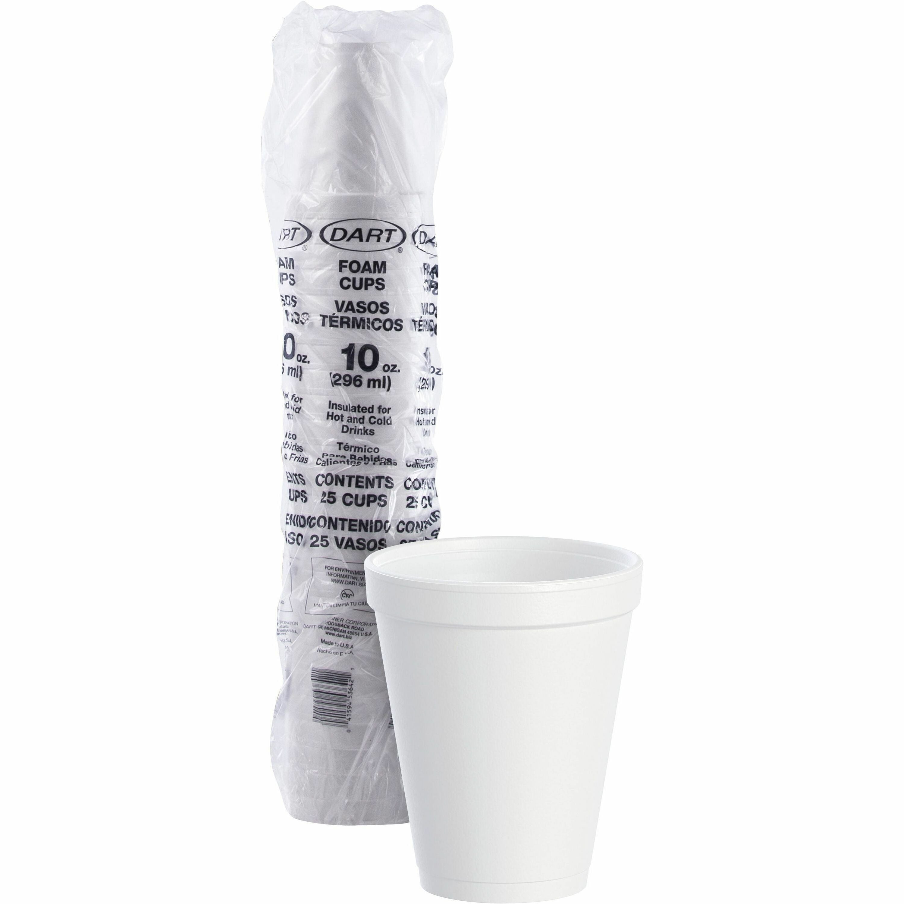 Dart® 10J10 10oz Styrofoam Cup- 25ct (Sleeve)