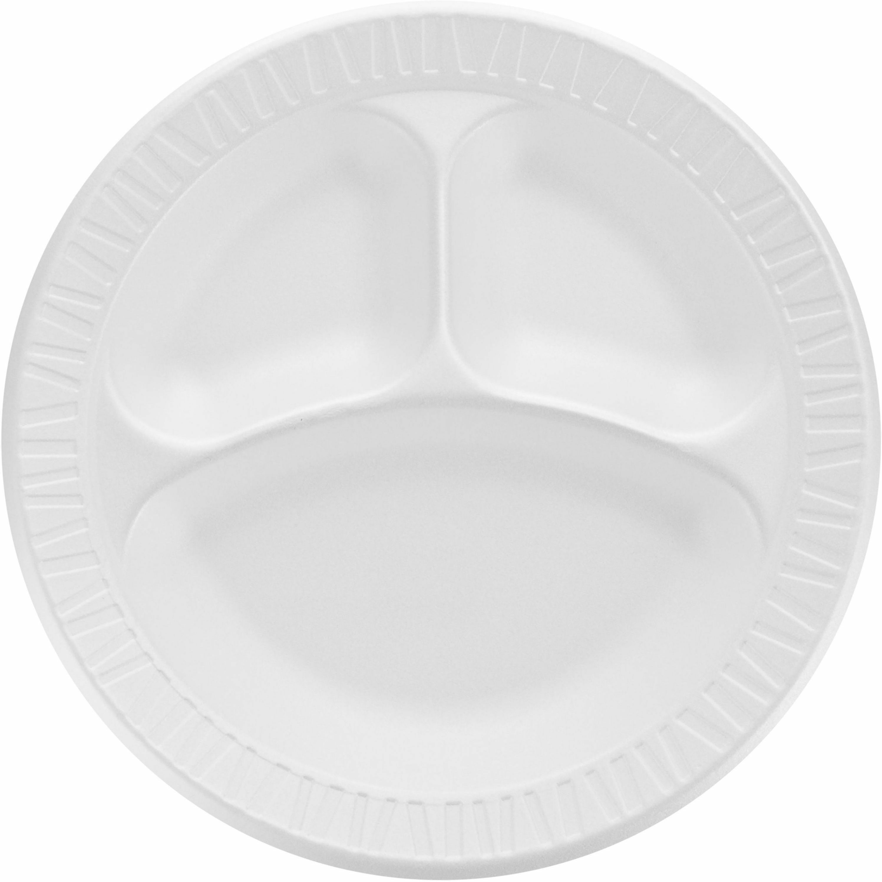 Dart® 10CPWCR 10.25” Styrofoam 3 Compartment Plates - 500ct