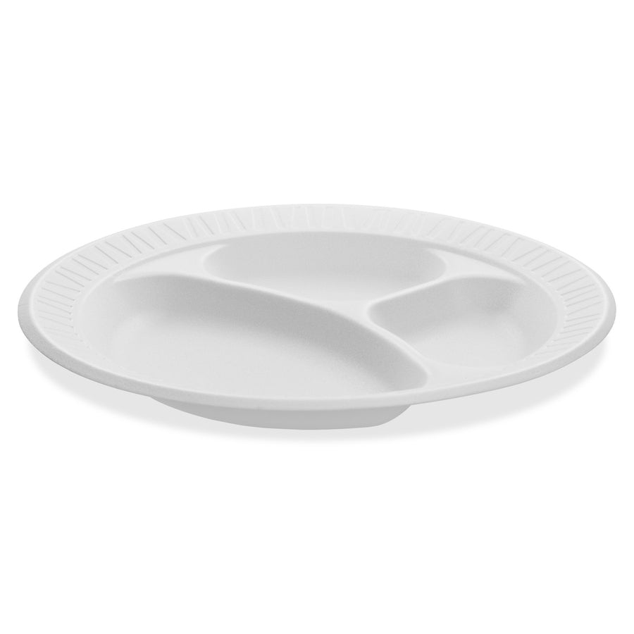 Dart® 10CPWCR 10.25” Styrofoam 3 Compartment Plates - 500ct