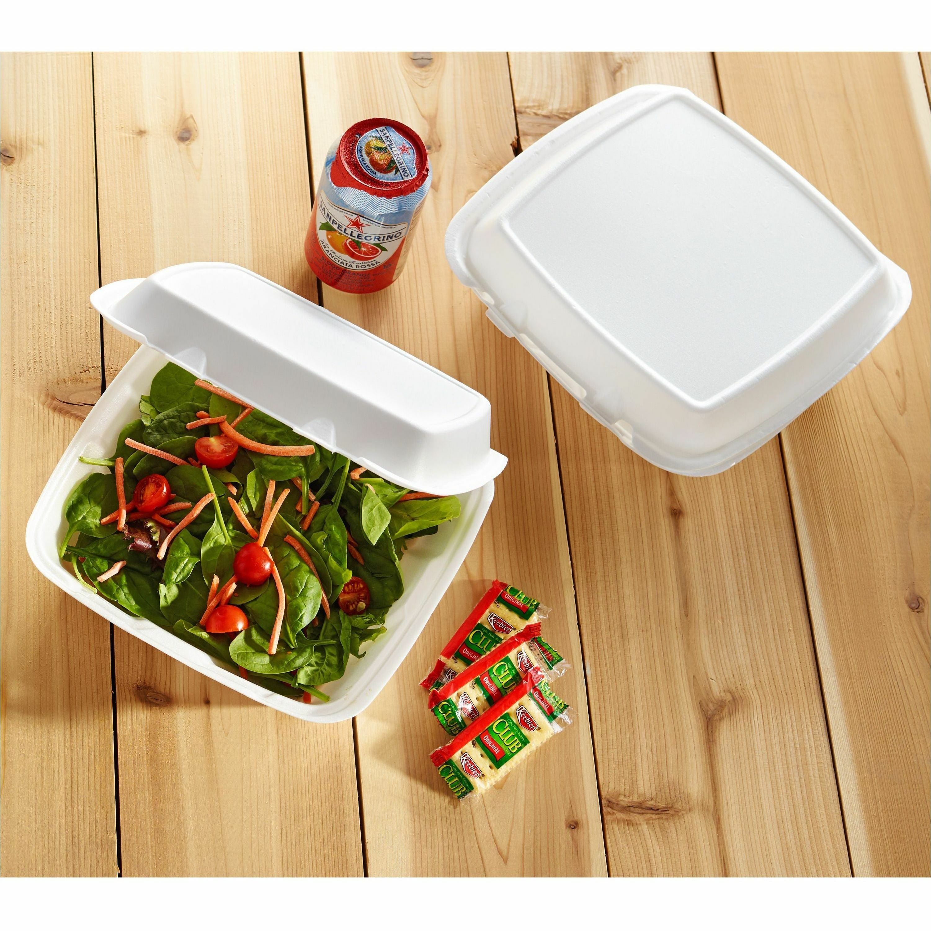 Dart® 90HT1R 9"x9" Foam Single Compartment Hinged Carryout Tray - 100ct