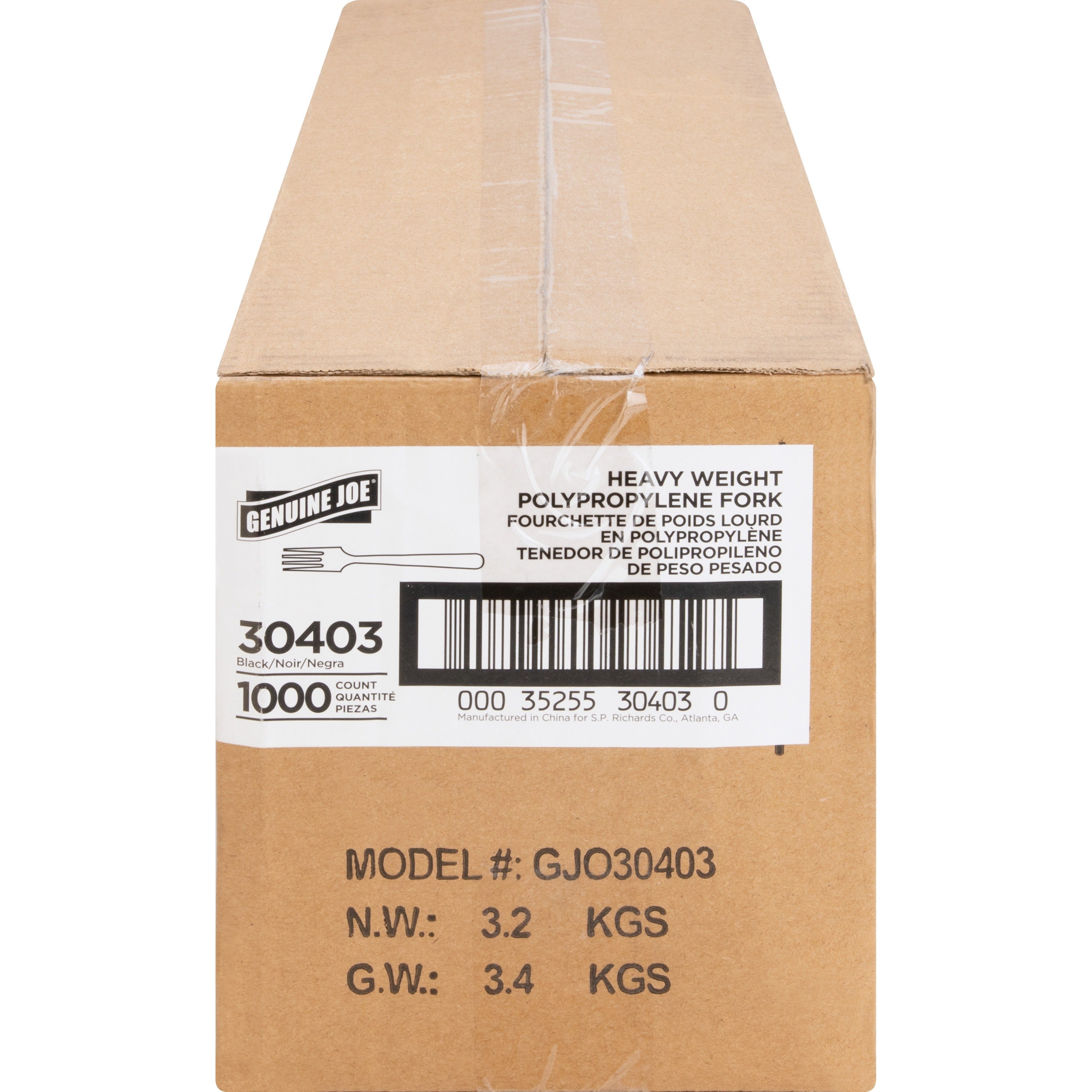 Genuine Joe Heavyweight Black Plastic Fork - 1000ct