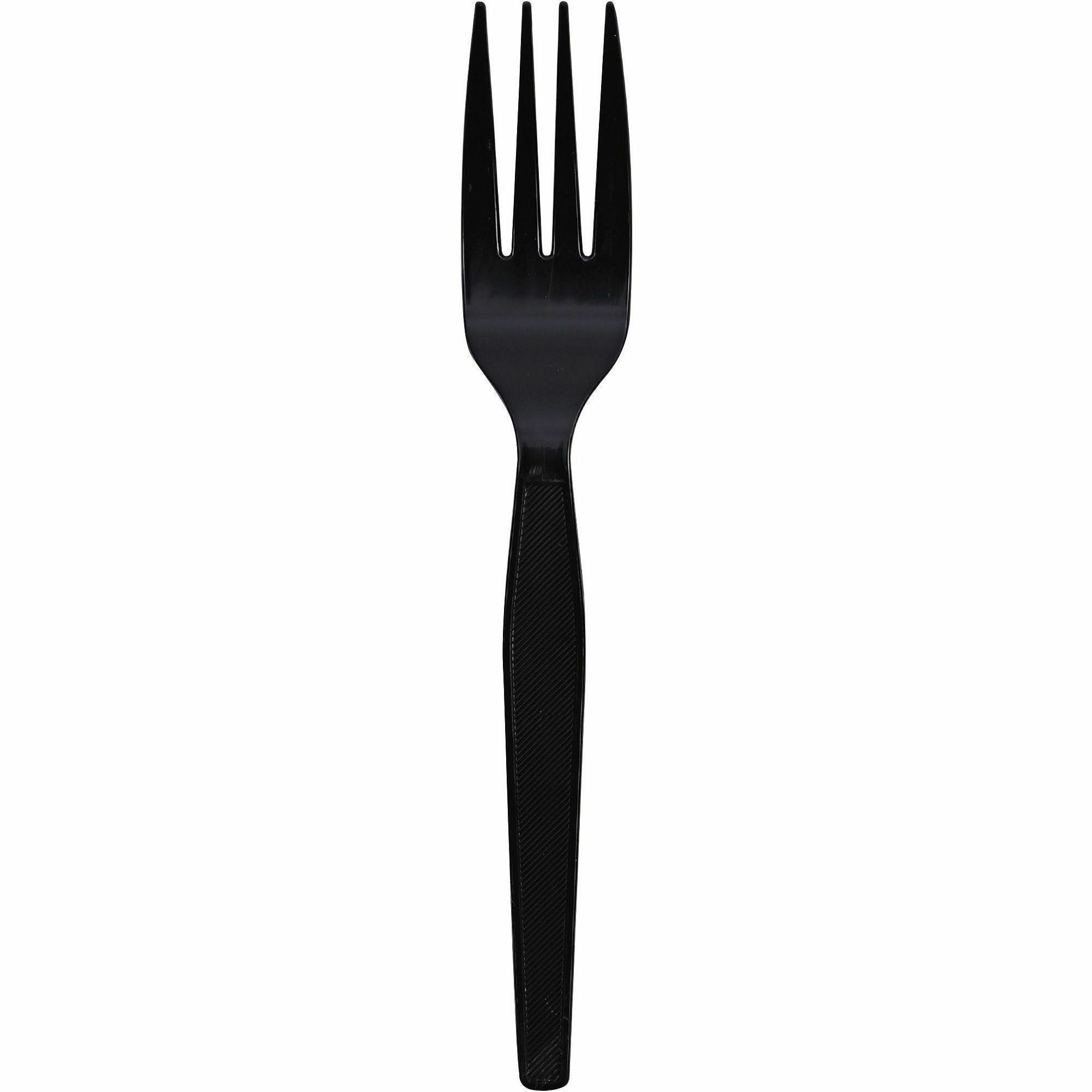 Genuine Joe Heavyweight Black Plastic Fork - 1000ct