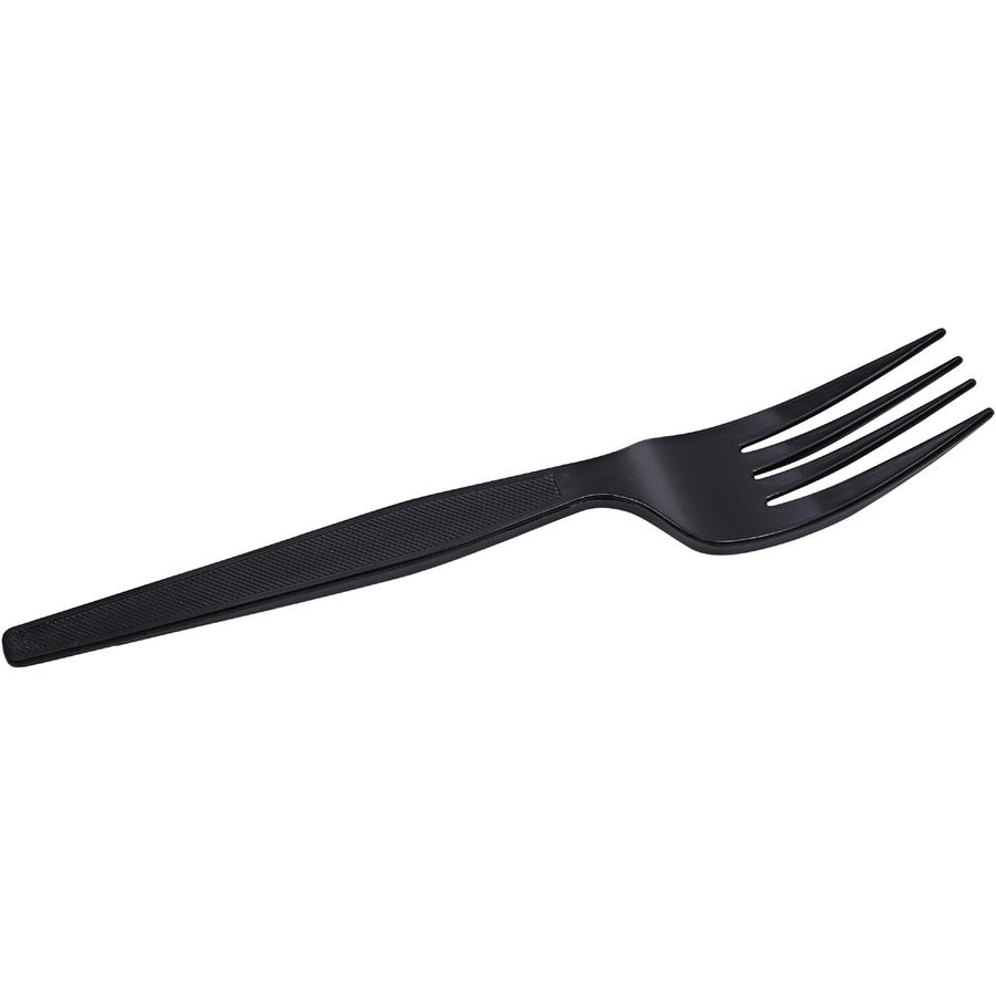 Genuine Joe Heavyweight Black Plastic Fork - 1000ct