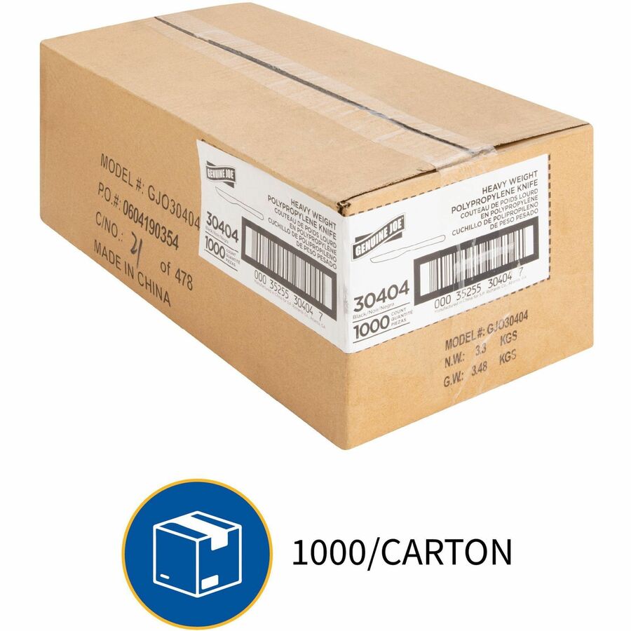 Genuine Joe Heavyweight Black Plastic Knife - 1000ct