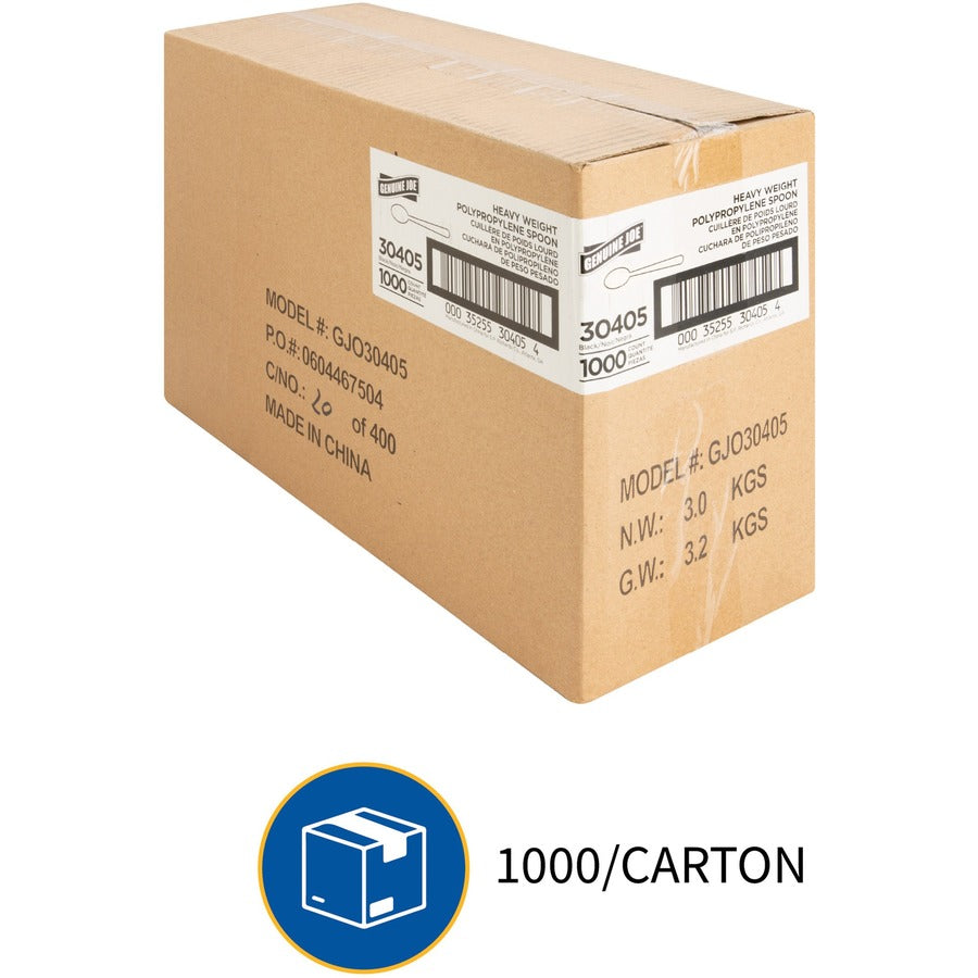 Genuine Joe Heavyweight Black Plastic Spoon - 1000ct