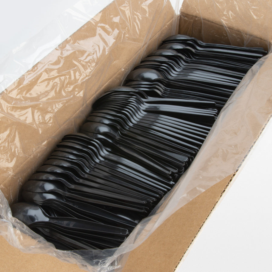 Genuine Joe Heavyweight Black Plastic Spoon - 1000ct