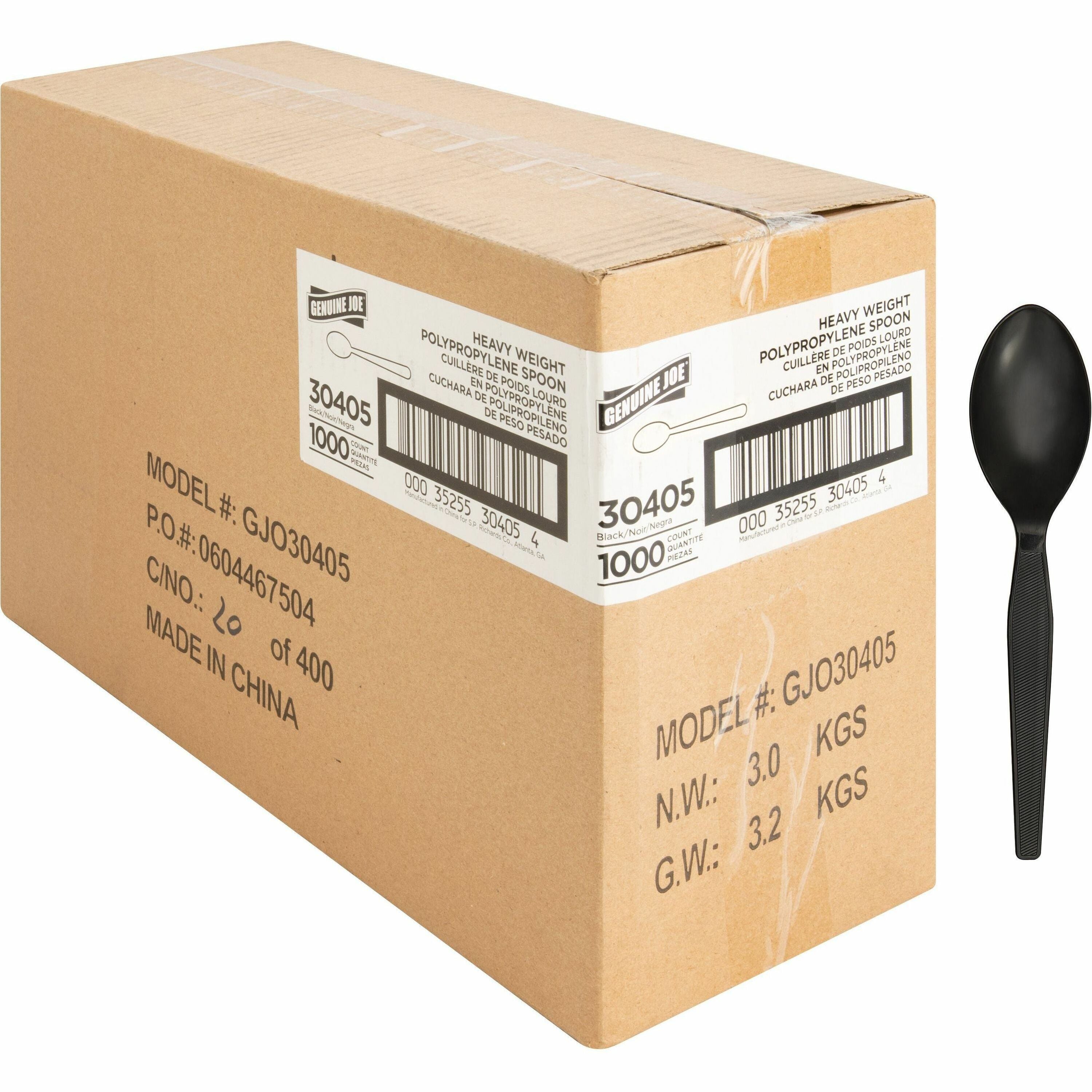 Genuine Joe Heavyweight Black Plastic Spoon - 1000ct