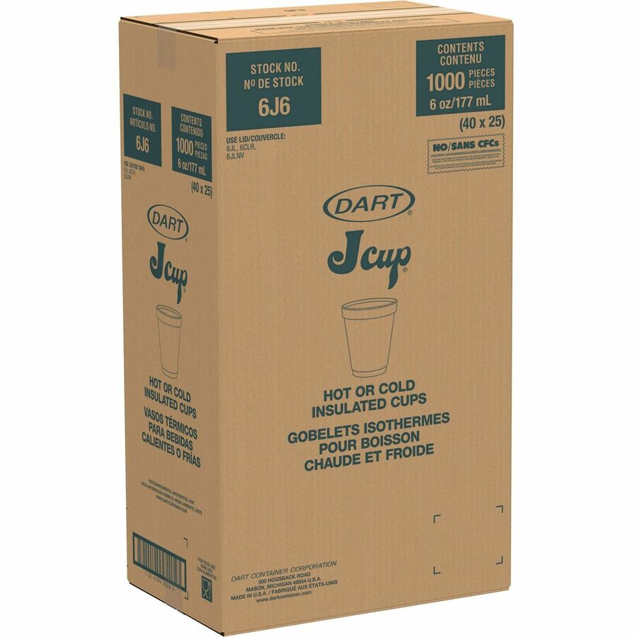 Dart® 6J6 6oz White Styrofoam Cup - 1000ct