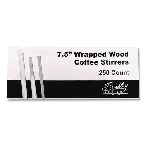 7.5" Wrapped Flat Bamboo Coffee Stirrer Sticks - 250ct
