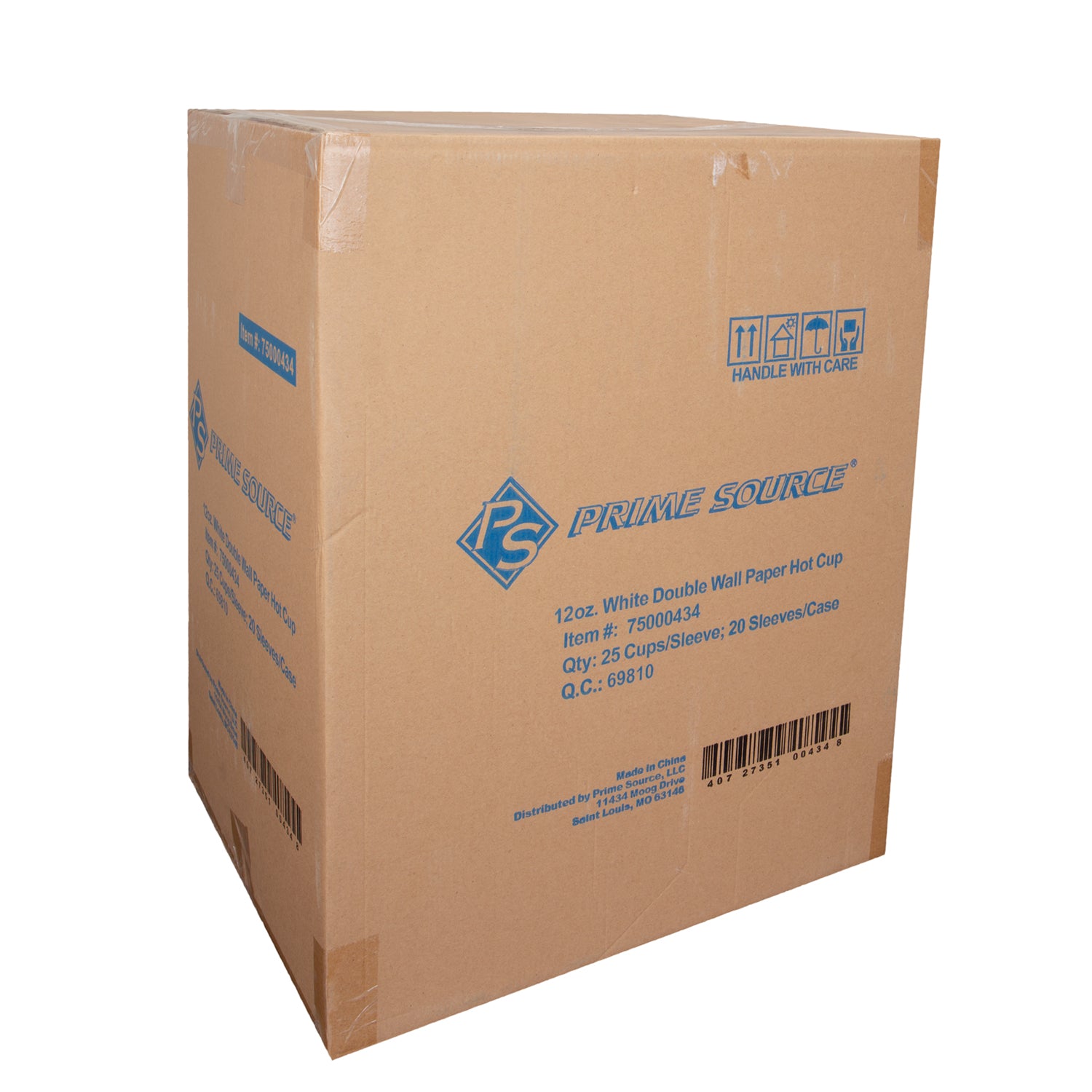 Prime Source® 12oz White Paper Double Wall Hot Cup - 500 Cups