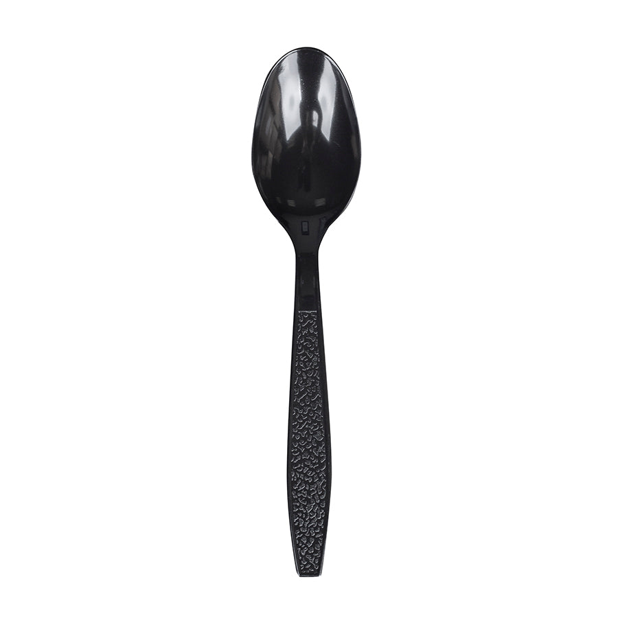Prime Source® Individually Wrapped Heavy Weight Black Plastic Teaspoon - 1000ct