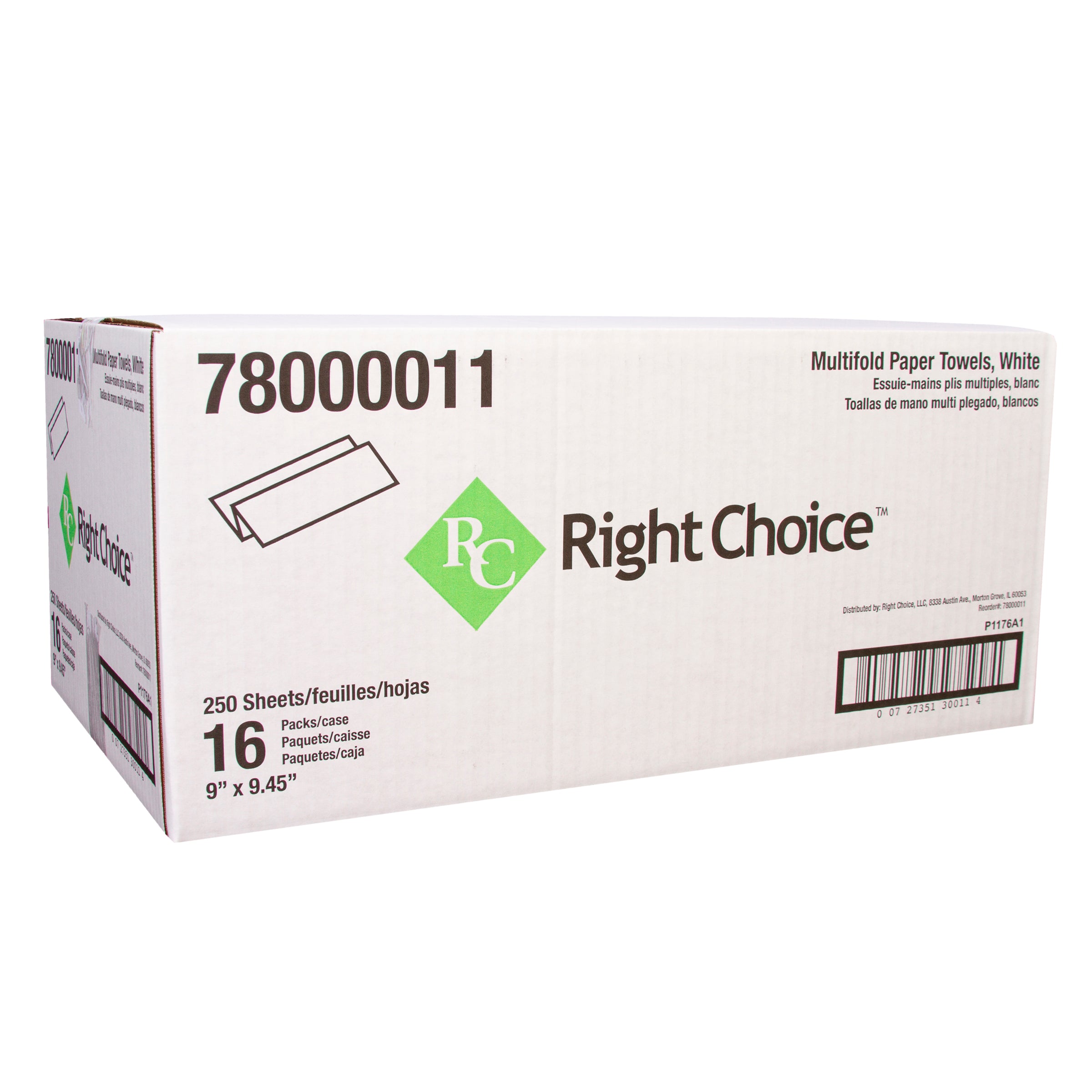 Right Choice™ White 1-Ply Multifold Paper Towel - 4000 Towels