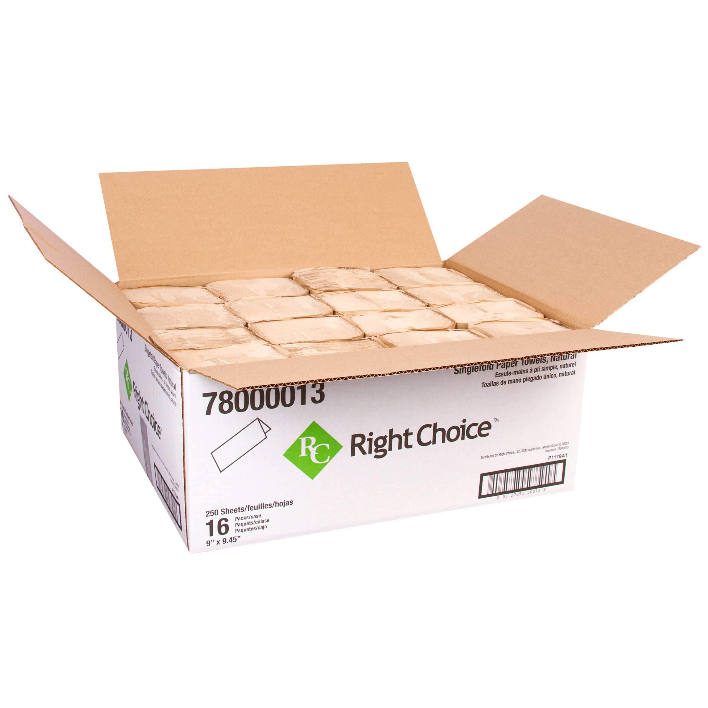 Right Choice™ Brown 1-Ply Singlefold Paper Towel - 4000 Towels