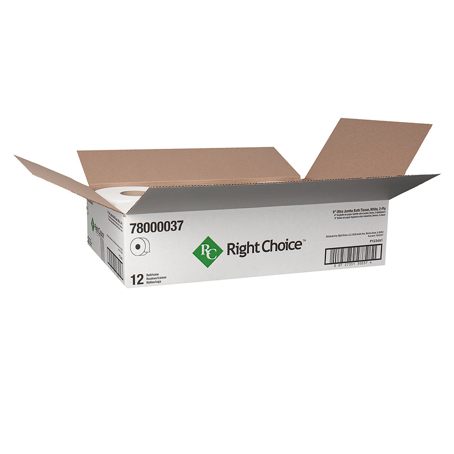 Right Choice™ 9" Ultra JRT Tissue 2-Ply - 12 Rolls
