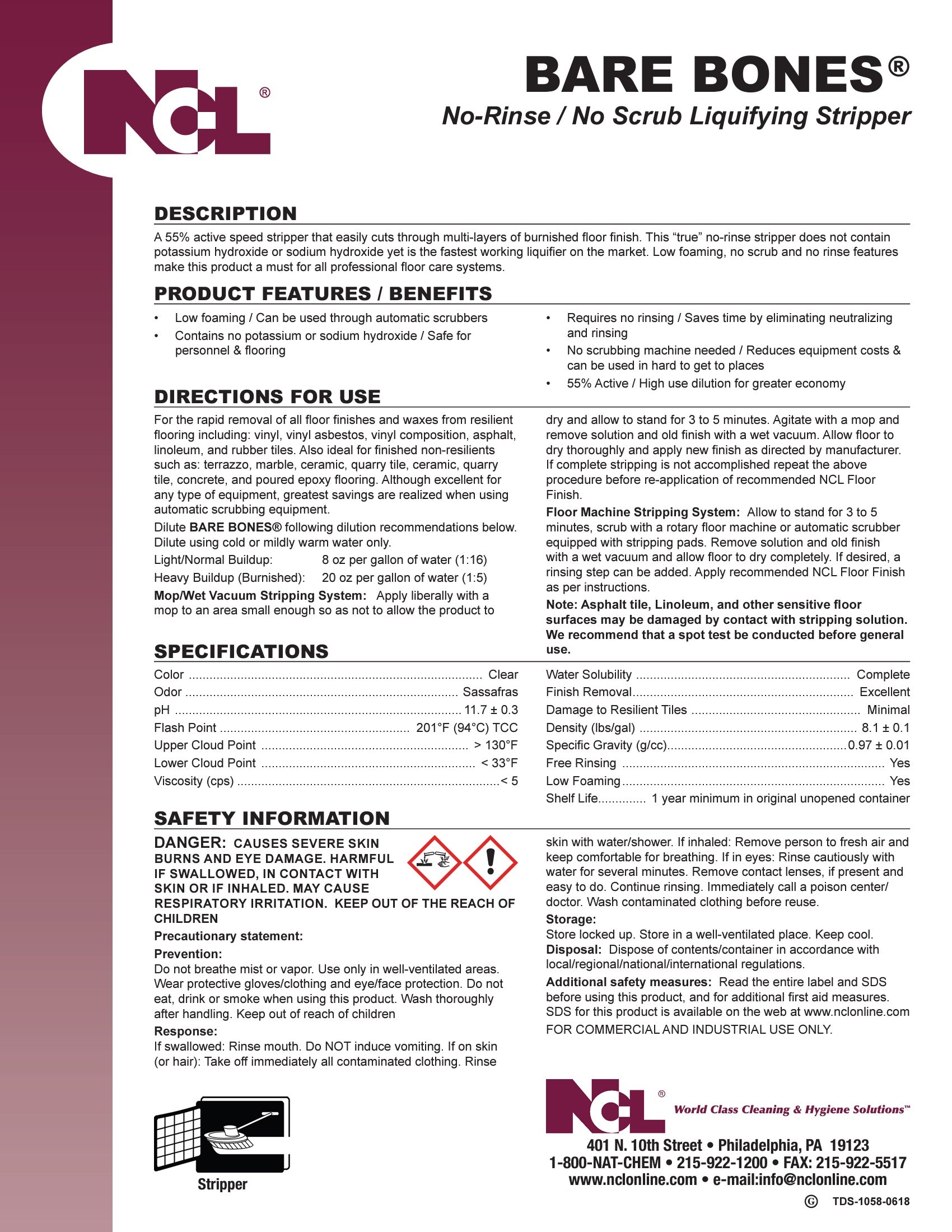 NCL® BARE BONES® No-Rinse / No-Scrub Liquifying Stripper