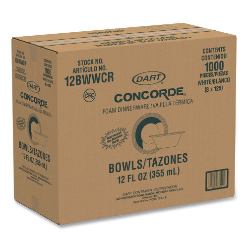 Dart® Concorde® 12oz Non-Laminated Foam Bowls - 1000ct