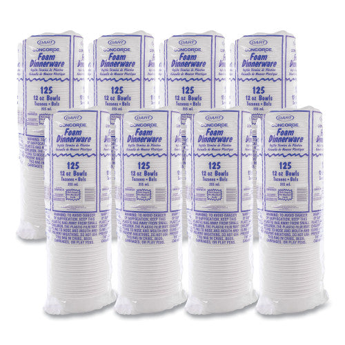 Dart® Concorde® 12oz Non-Laminated Foam Bowls - 1000ct