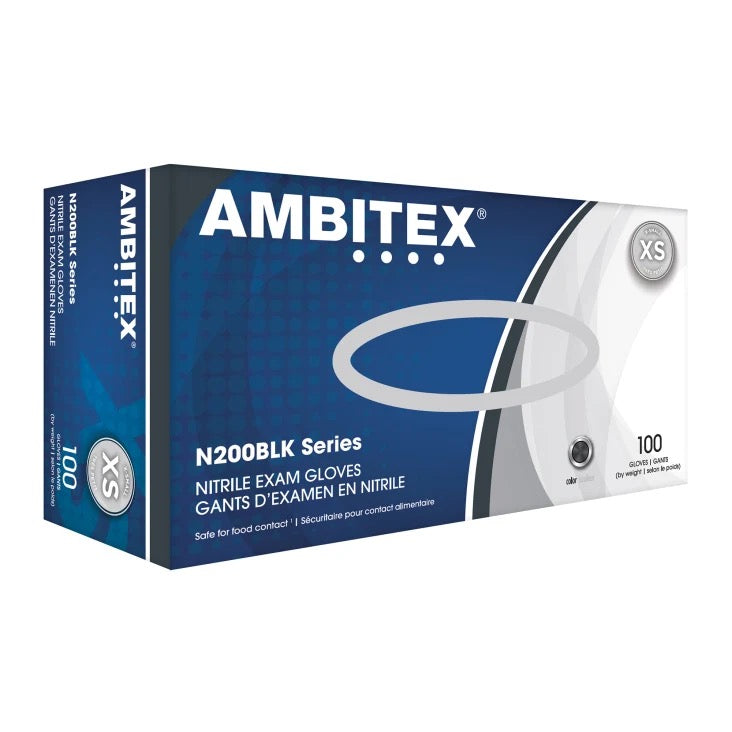 AMBITEX® 5 Mil Powder Free Black Nitrile Exam Gloves