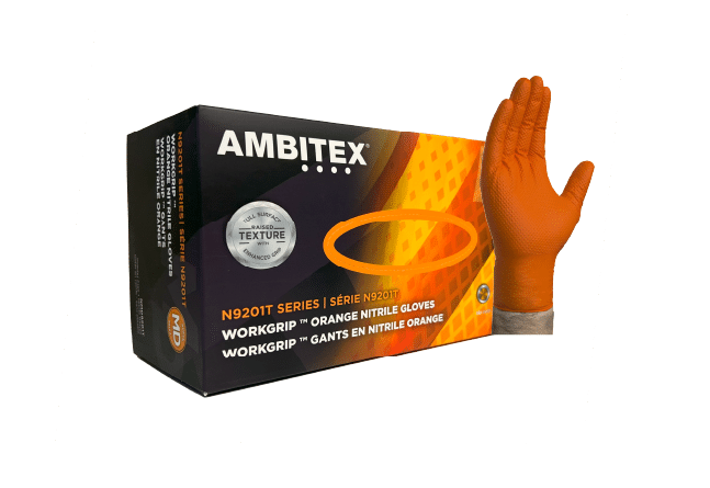 AMBITEX® XP WorkGrip™ 8 Mil Orange Powder Free Nitrile Gloves