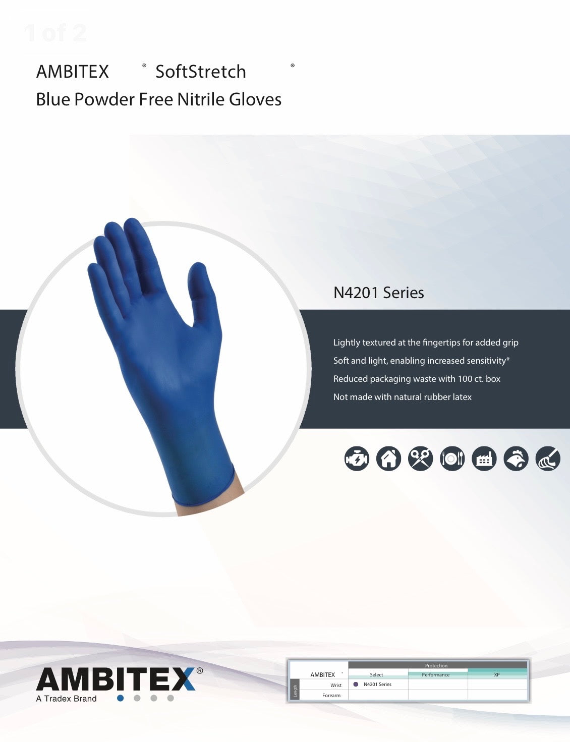 AMBITEX® SoftStretch™ 4 Mil Powder Free Blue Nitrile Gloves