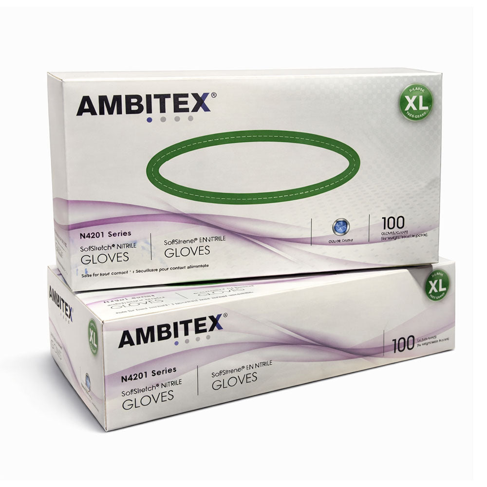 AMBITEX® SoftStretch™ 4 Mil Powder Free Blue Nitrile Gloves