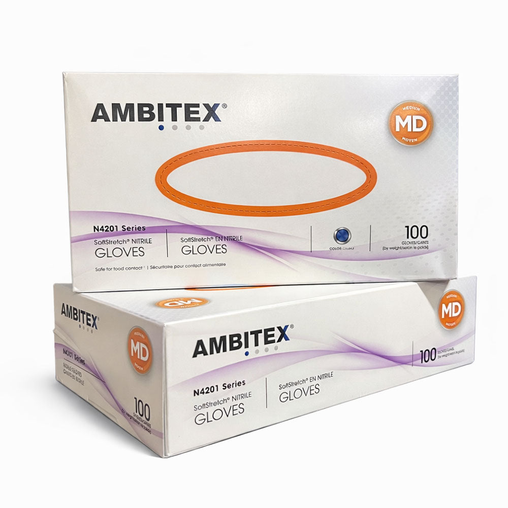 AMBITEX® SoftStretch™ 4 Mil Powder Free Blue Nitrile Gloves