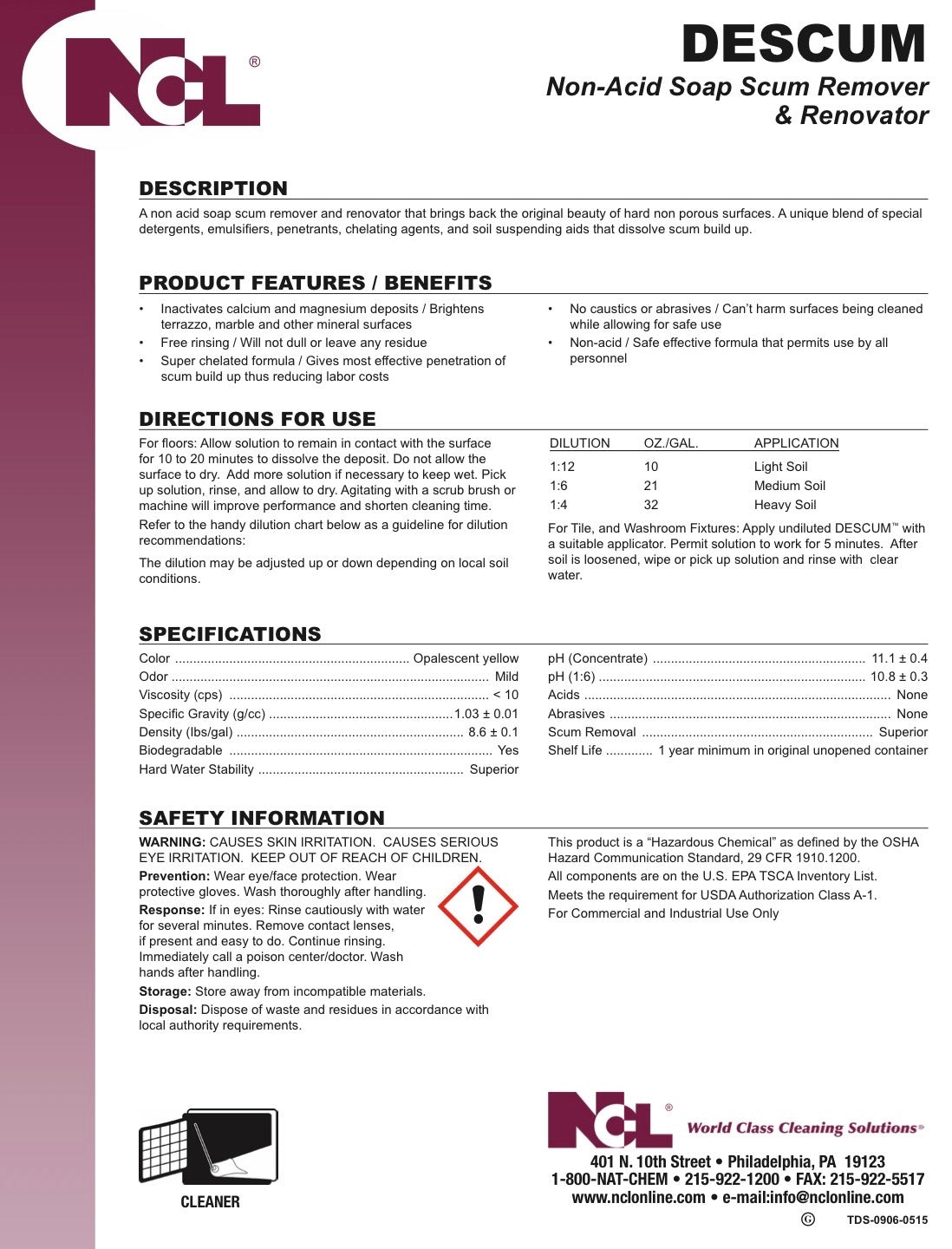 Descum™ Non-Acid Soap Scum Remover & Renovator