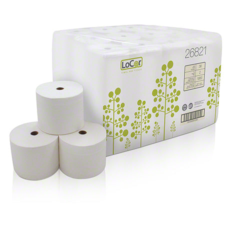 LoCor® Small Core 2-Ply Bath Tissue 1,000 Sheets – 36 Rolls
