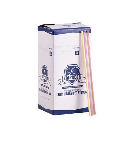 Empress® Unwrapped 7.75" Neon Semi Slim Straw / Stirrer