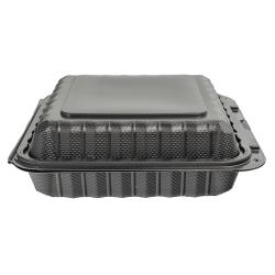 EcoSystems 9"x9" Black Mineral Filled Polypropylene 1-Compartment Hinged Container - 150 ct