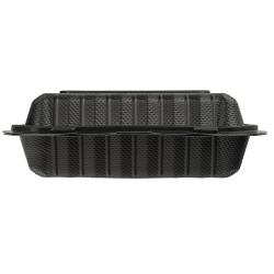 EcoSystems 9"x9" Black Mineral Filled Polypropylene 1-Compartment Hinged Container - 150 ct