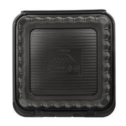 EcoSystems 9"x9" Black Mineral Filled Polypropylene 1-Compartment Hinged Container - 150 ct