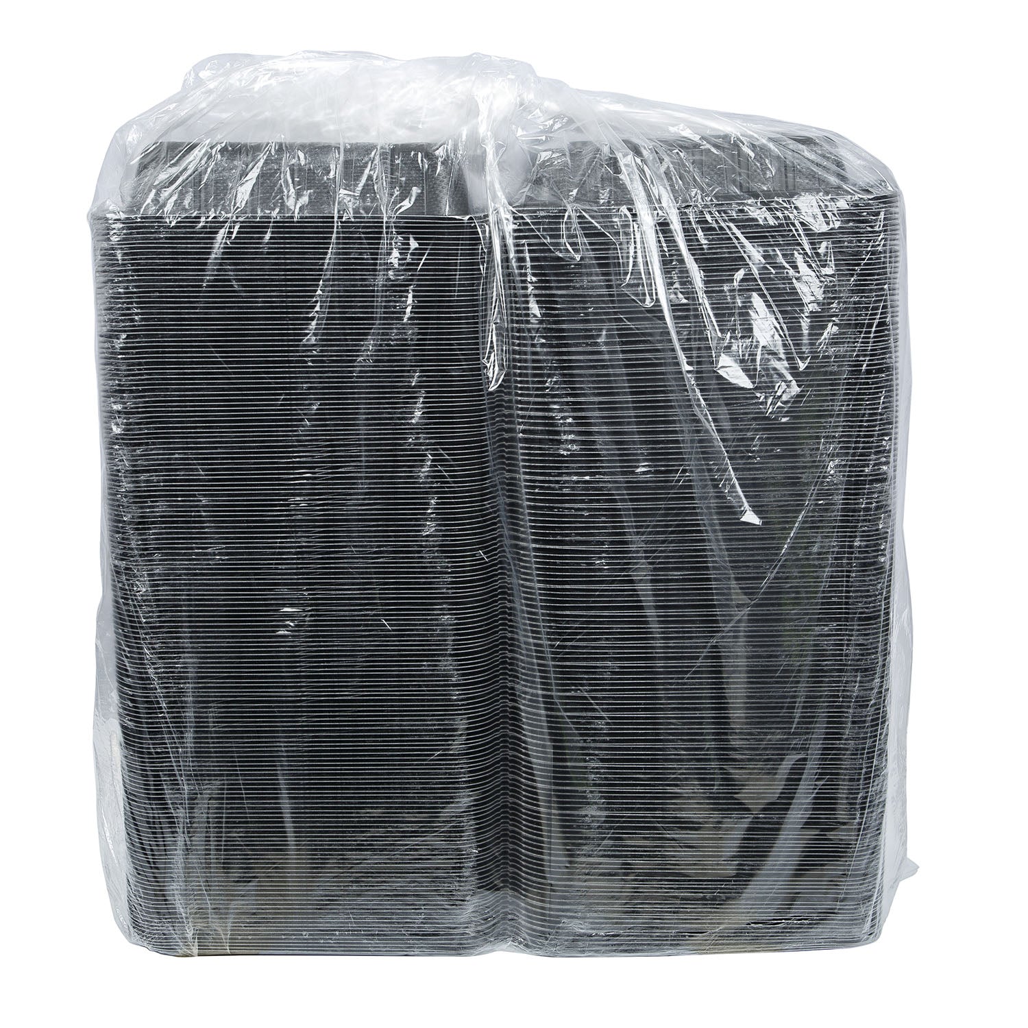 EcoSystems 9"x9" Black Mineral Filled Polypropylene 1-Compartment Hinged Container - 150 ct