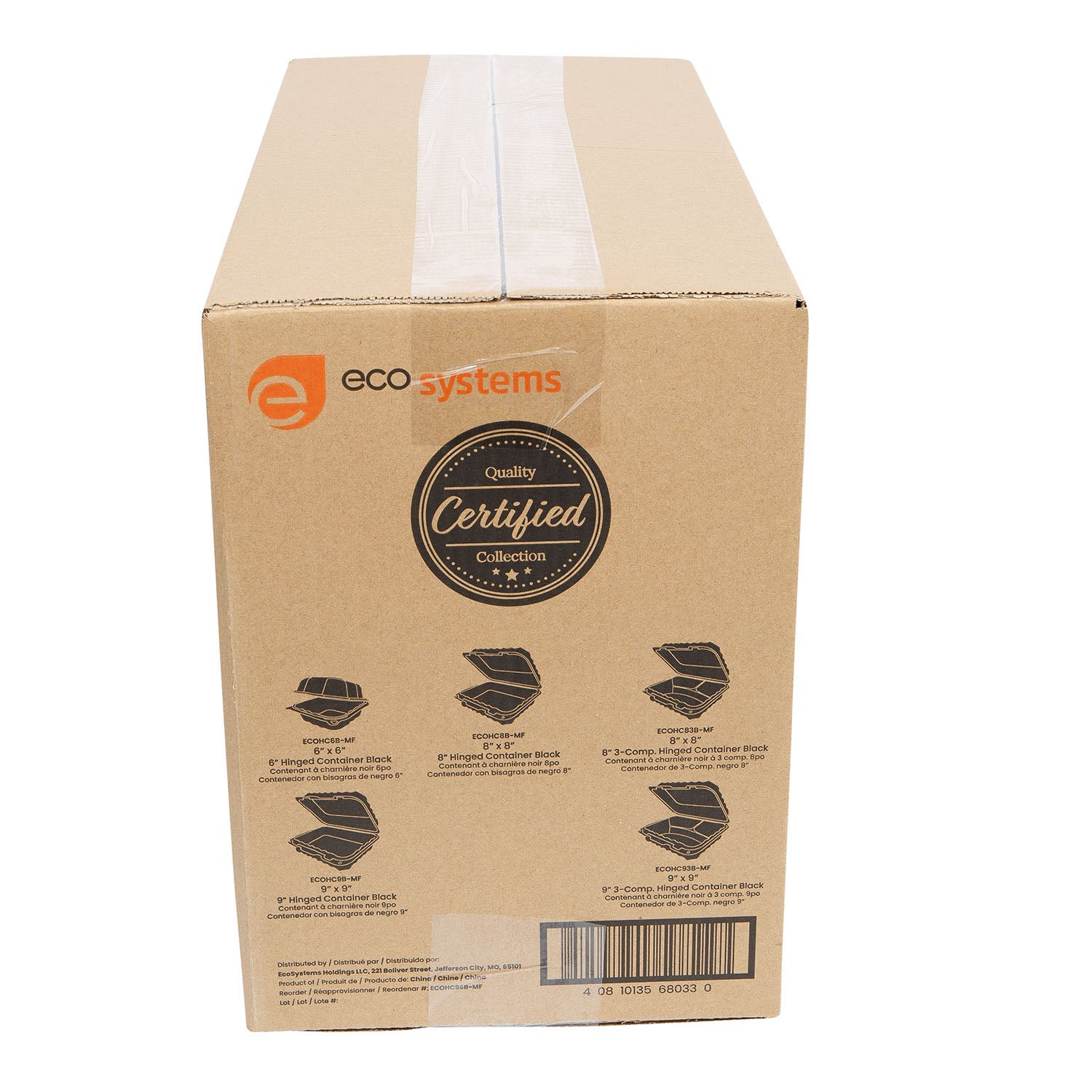 EcoSystems 9"x6" Black Mineral Filled Polypropylene Hinged Container - 150 ct