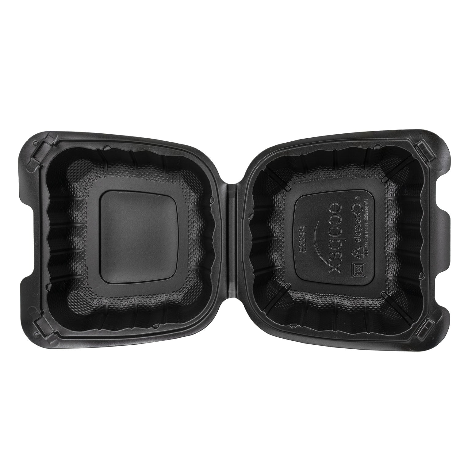 EcoSystems 6"x6" Black Mineral Filled Polypropylene Hinged Container - 250 ct