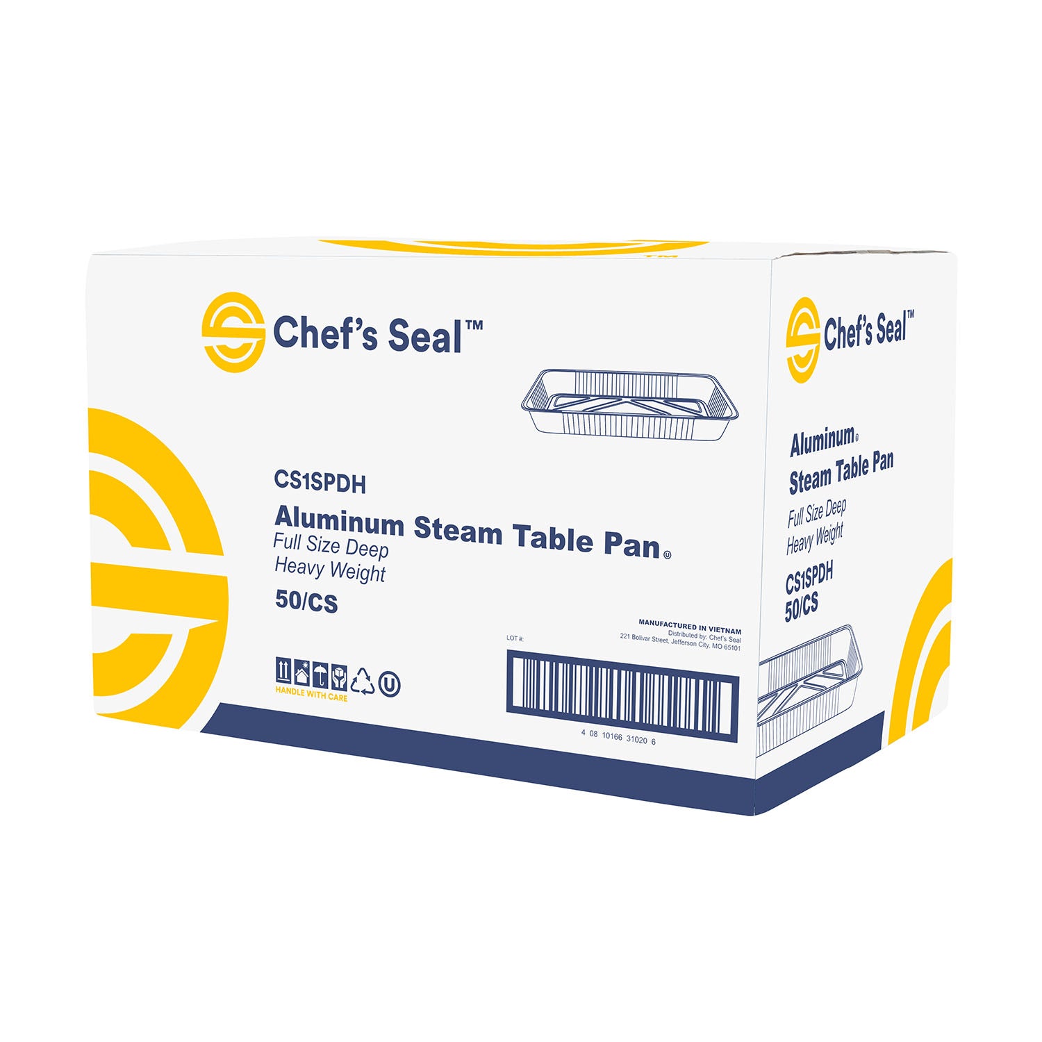 Chef’s Seal™ Heavy Weight Full Size Deep Aluminum Steam Table Pans - 50 ct