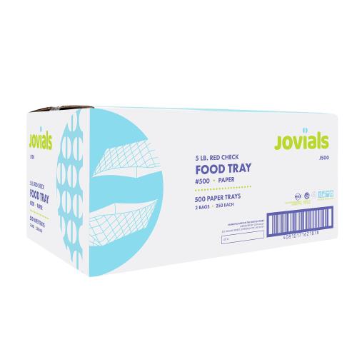 Jovials™ #500 Clay Coated 5lb Paper Red Check Food Tray