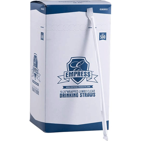 Empress E161011 Wrapped Clear Plastic Jumbo Straw – 10.25”