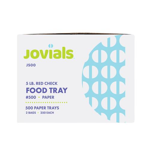 Jovials™ #500 Clay Coated 5lb Paper Red Check Food Tray