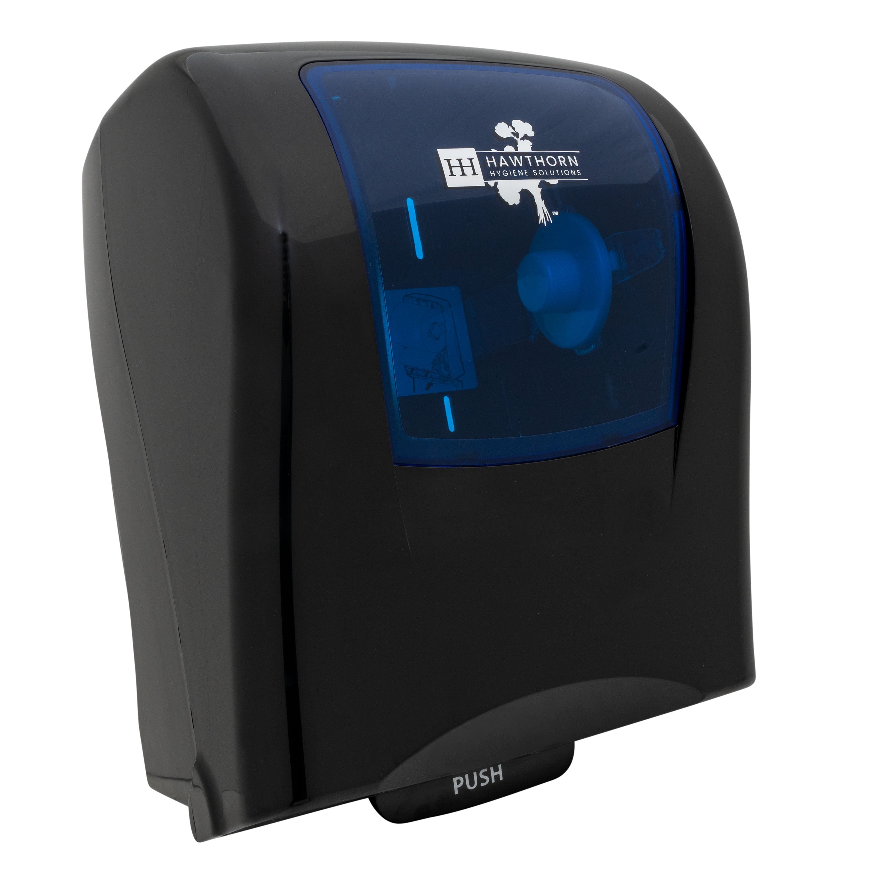 Hawthorn Mechanical Hands Free Black Roll Towel Dispenser