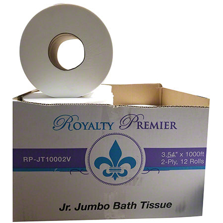 Royalty Premier 2-Ply Jumbo Toilet Tissue 3.3” x 1000’ - 12 Rolls