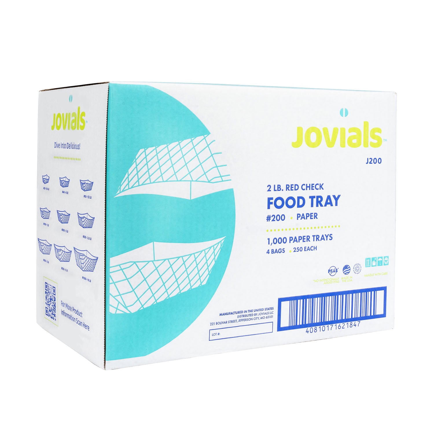 Jovials™ #200 Red & White Paper Food Tray