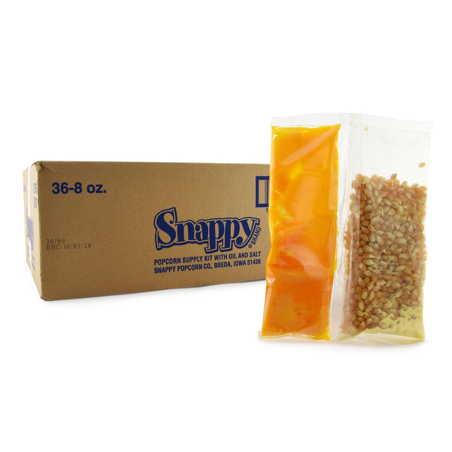 Snappy® Yellow Popcorn Kits for 6 oz Popcorn Machine with Coconut Oil - 36 Kits