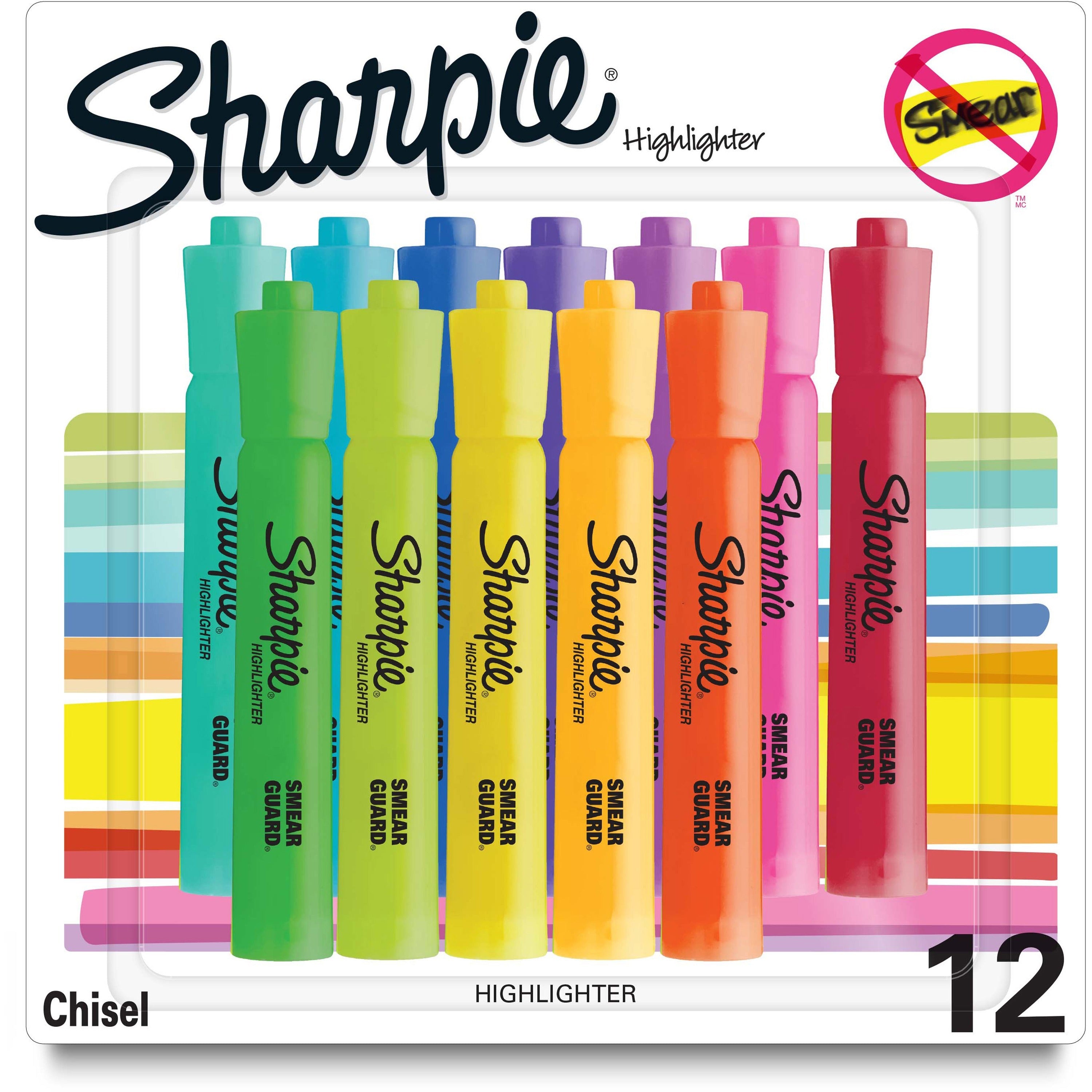 Sharpie® SmearGuard™ Tank Style Highlighters – Assorted Colors