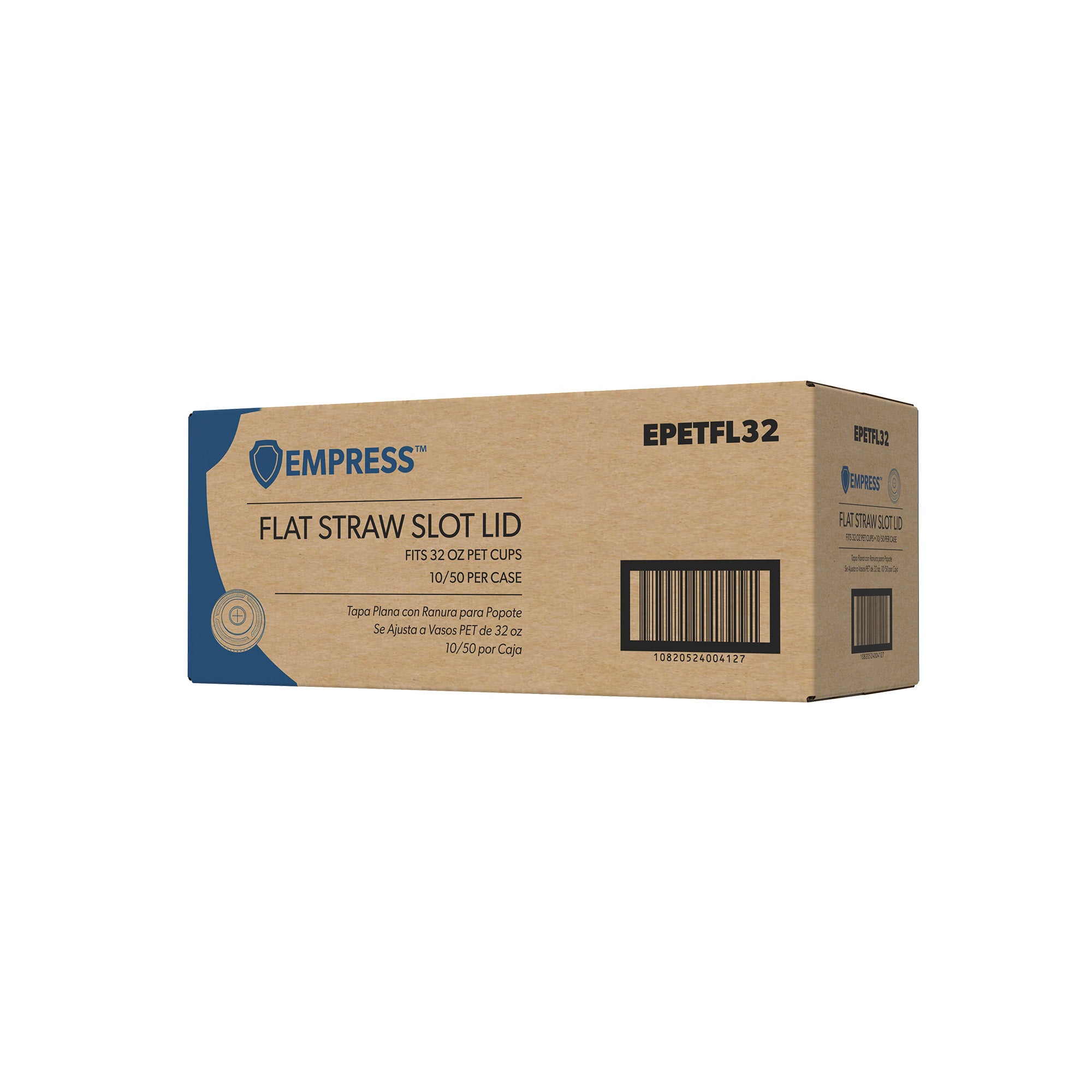 Empress EPETFL32 Flat Straw Slot PET Lid for 32 oz Cups