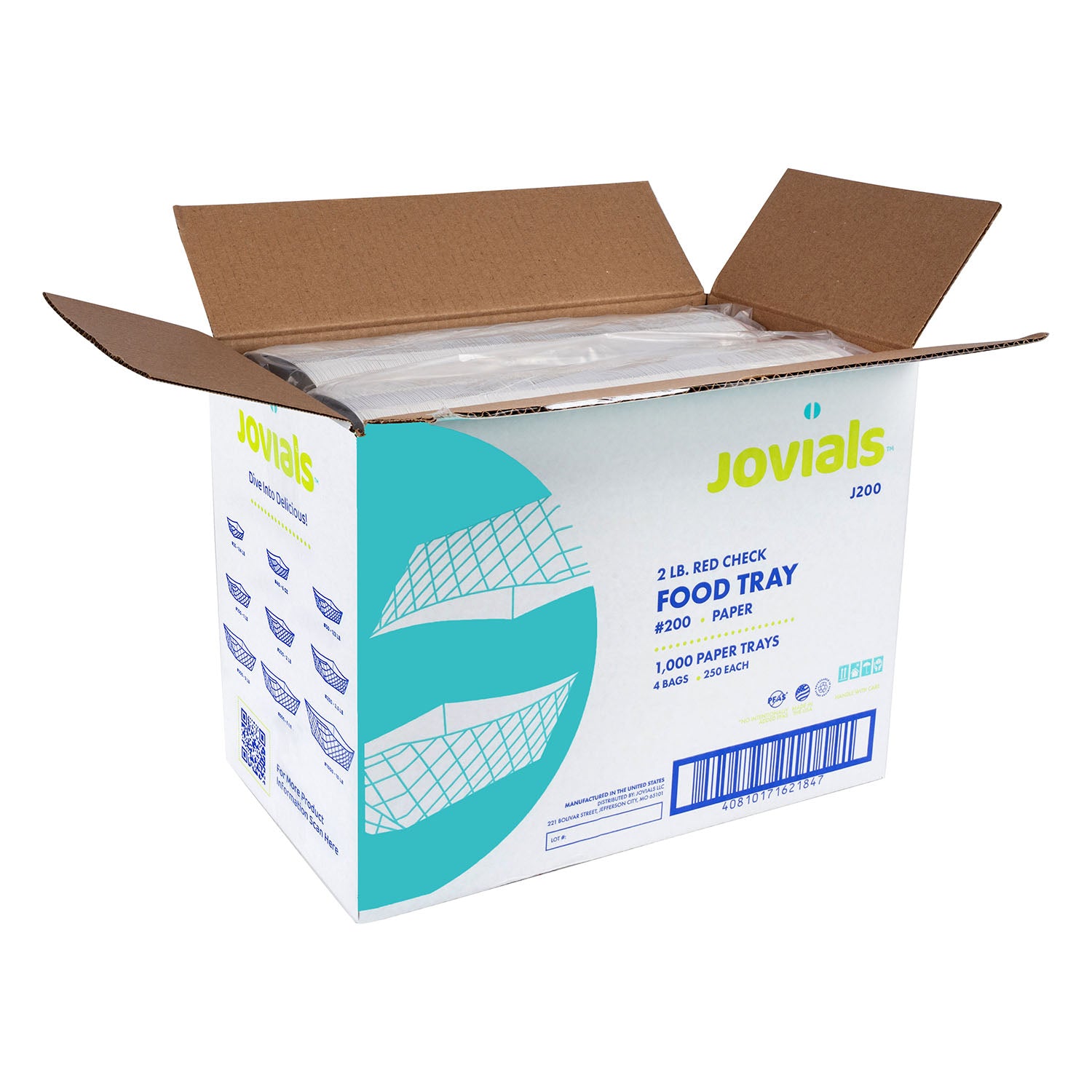 Jovials™ #200 Red & White Paper Food Tray