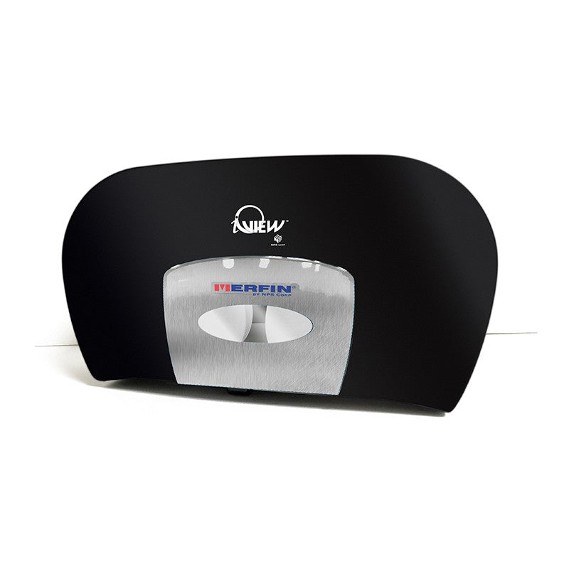 Merfin® iView Black Twin 9” Jumbo Bath Tissue Dispenser