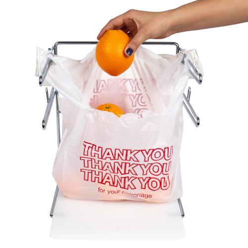 Plastic White & Red 12 Mic “Thank You” T-Sack - Case of 1000
